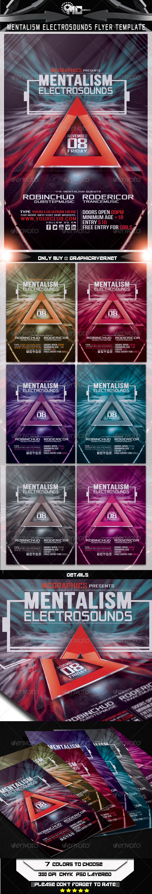 Mentalism Electro Sounds Flyer Template (Clubs & Parties)