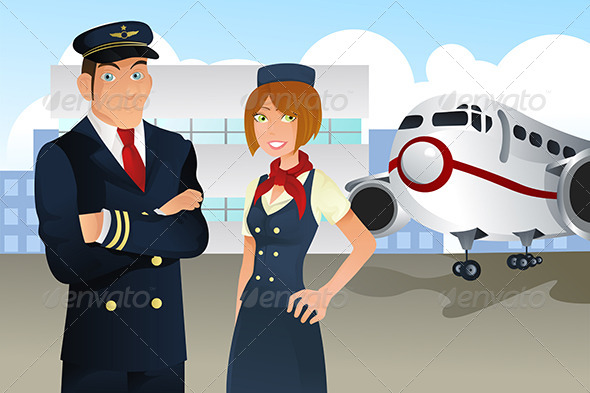 GraphicRiver Pilot and Stewardess 5684888 GraphicRiver Pilot and Stewardess 5684888
