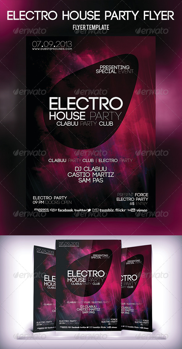 Electro House Party Flyer - Clubs & Parties Events