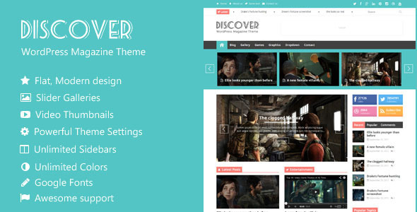 Discover - Flat WordPress Magazine Theme - Blog / Magazine WordPress