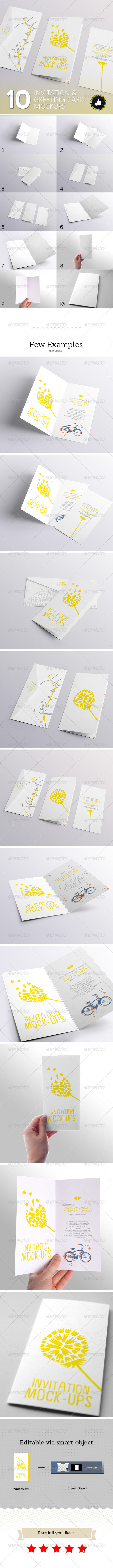 10 Invitation & Greeting Card Mockups - Miscellaneous Print