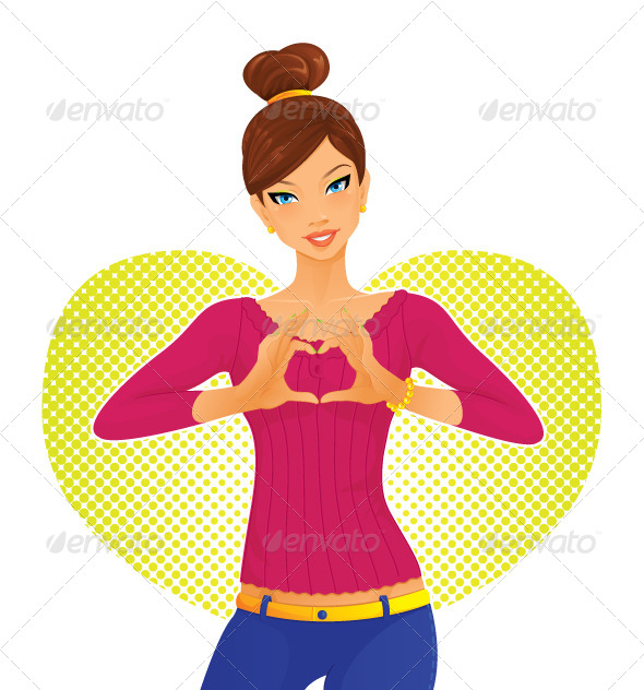 GraphicRiver Girl and Heart Symbol 5712636 GraphicRiver Girl and Heart Symbol 5712636