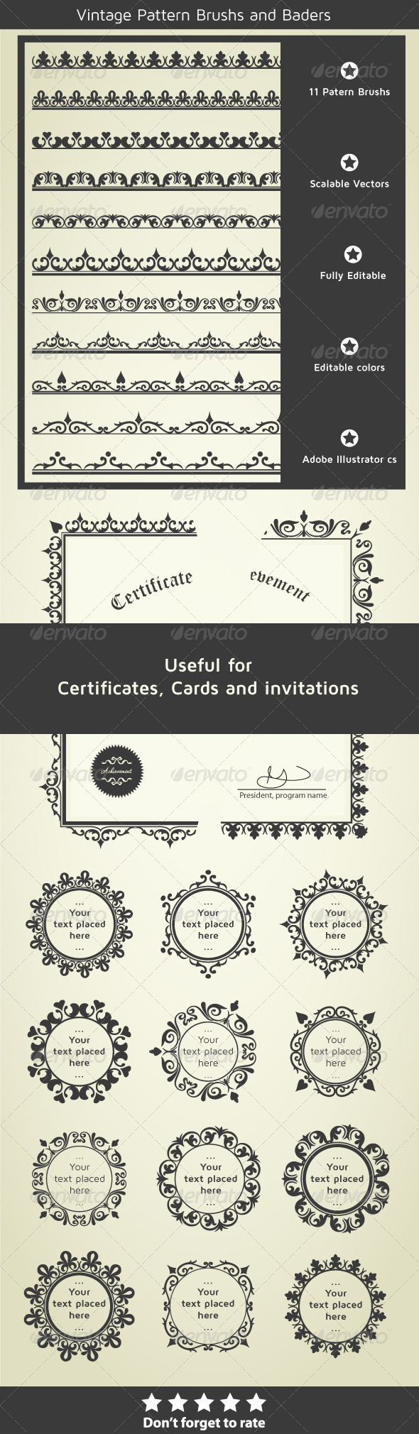 Borders for Certificates, Invitations and Cards - Miscellaneous Brushes