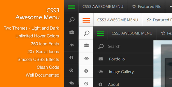CSS3 Awesome Menu - CodeCanyon Item for Sale