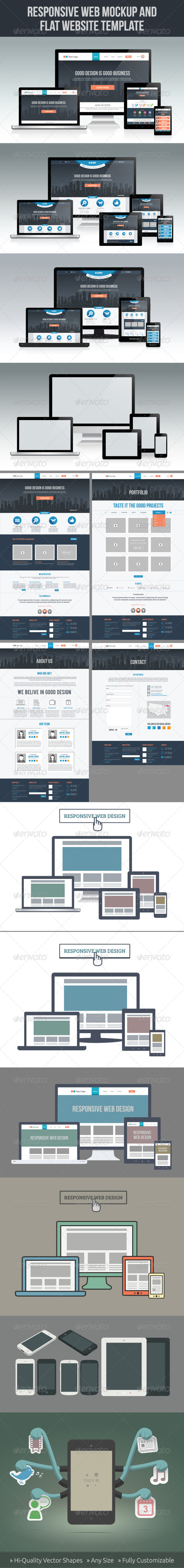 Responsive Screen Mockup Set - Computers Technology