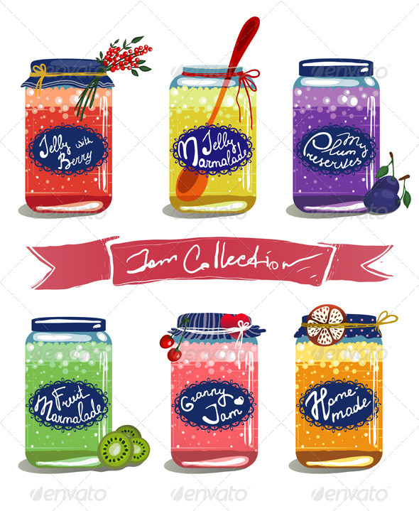 GraphicRiver Bright Canned Sweet Fruit Jam Collection 5735368 GraphicRiver Bright Canned Sweet Fruit Jam Collection 5735368