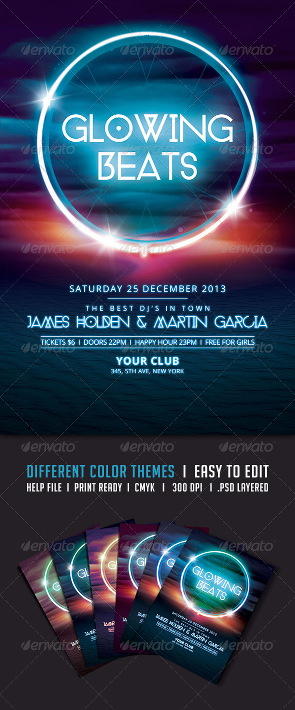 Glowing Beats Flyer - Clubs & Parties Events