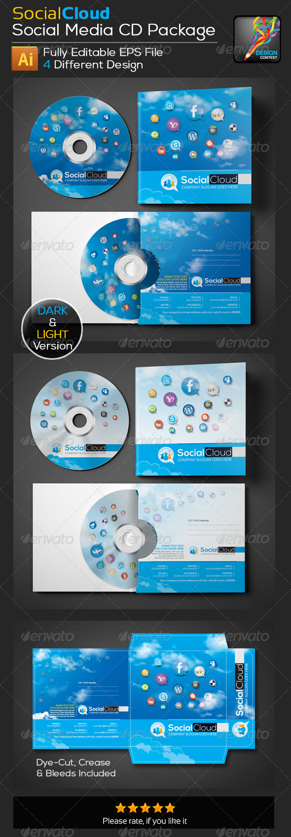 GraphicRiver Social Cloud Social Media CD Sticker 5743115 GraphicRiver Social Cloud Social Media CD Sticker 5743115