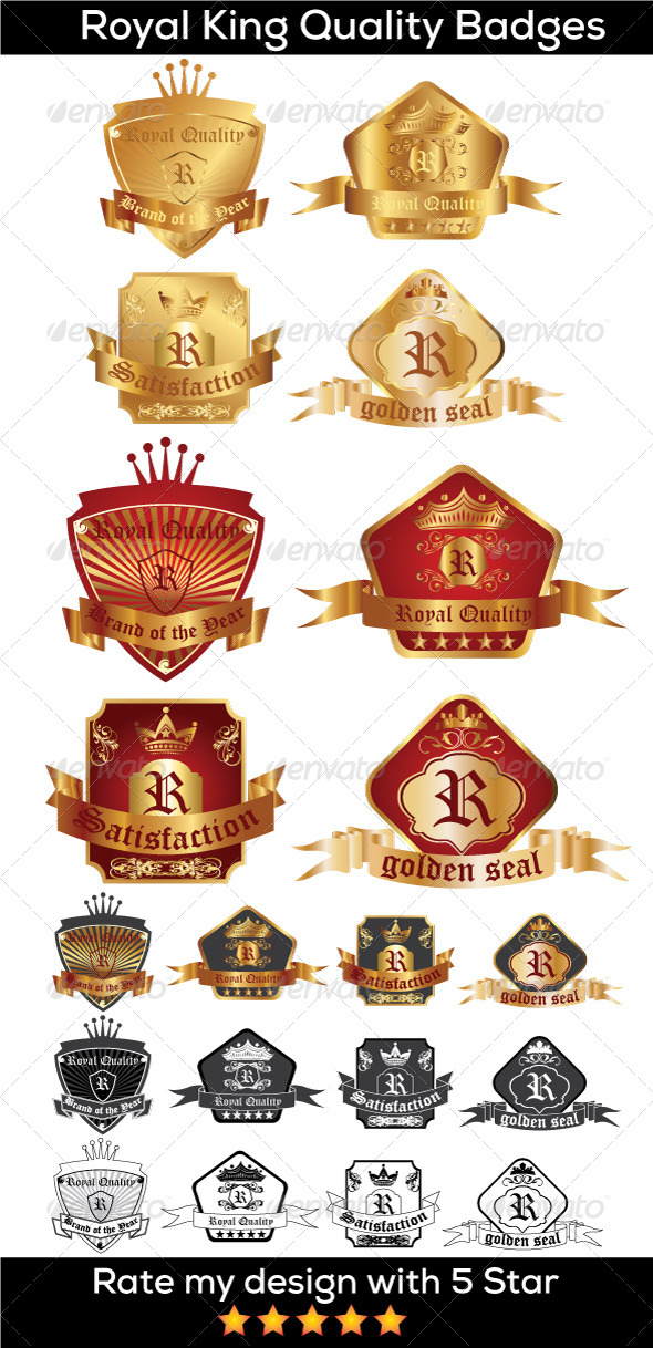 Royal King Quality Badges (Badges & Stickers)