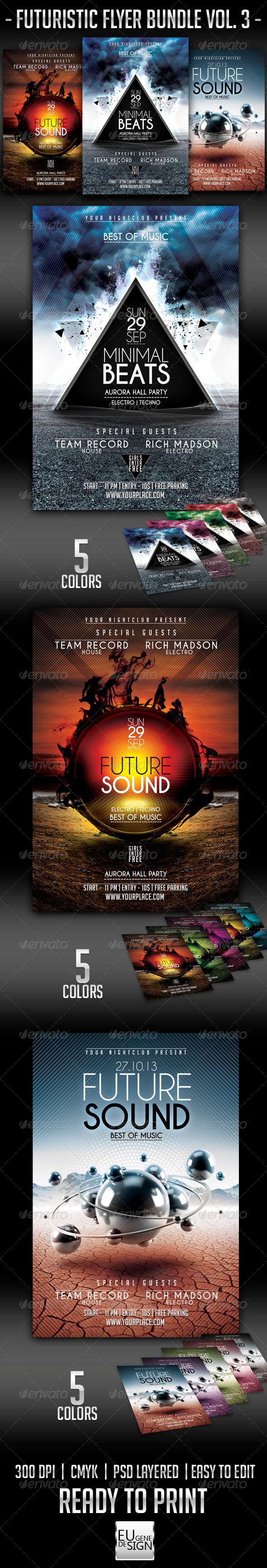 Futuristic Flyer Bundle Vol. 3 - Clubs & Parties Events