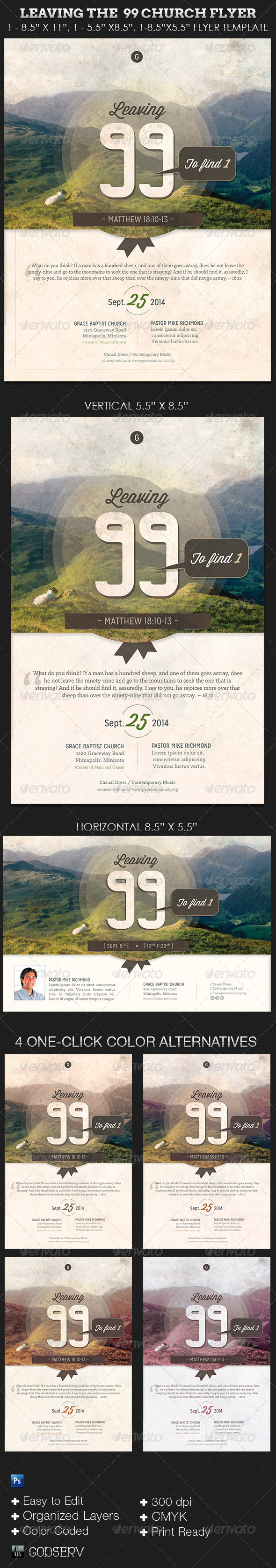 Leaving The 99 Church Flyer Template - Church Flyers