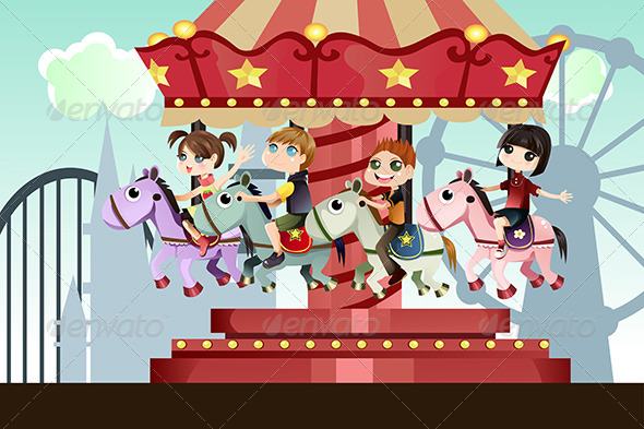 GraphicRiver Children in Amusement Park 5750773 GraphicRiver Children in Amusement Park 5750773