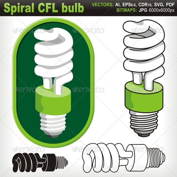 GraphicRiver Spiral Compact Fluorescent Light Bulb 5764980 GraphicRiver Spiral Compact Fluorescent Light Bulb 5764980