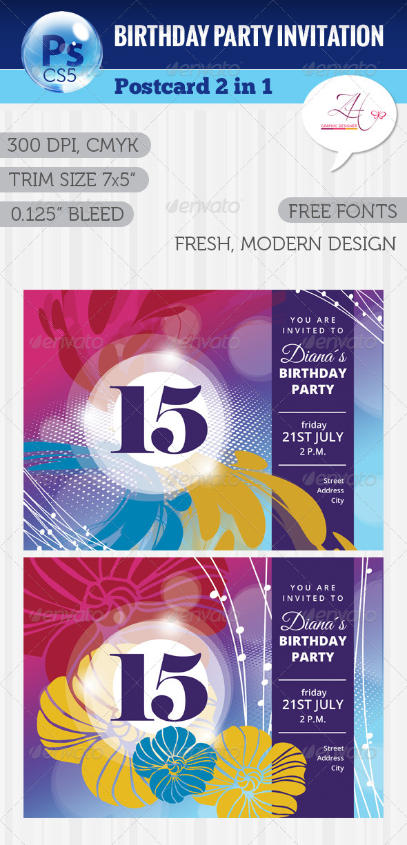 GraphicRiver Birthday Party Postcard 5768260 GraphicRiver Birthday Party Postcard 5768260