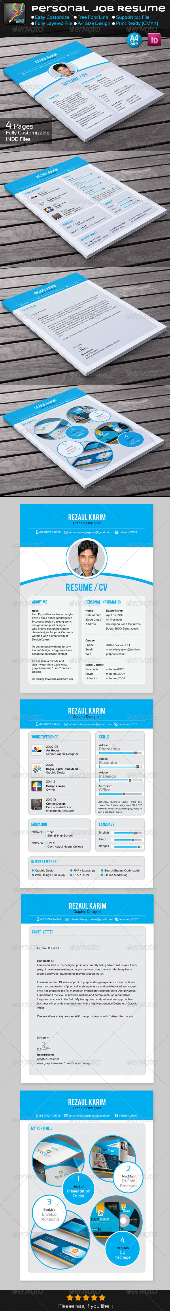 GraphicRiver Personal Job Resume 5777318 GraphicRiver Personal Job Resume 5777318