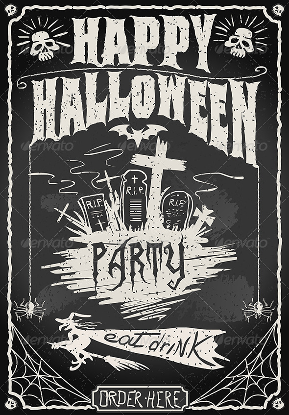 GraphicRiver Vintage Blackboard for Halloween Party 5798115 GraphicRiver Vintage Blackboard for Halloween Party 5798115