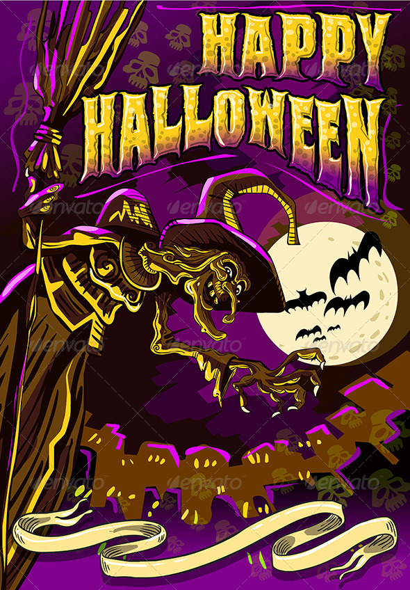 GraphicRiver Poster Invite for Halloween Party with Witch 5798142 GraphicRiver Poster Invite for Halloween Party with Witch 5798142