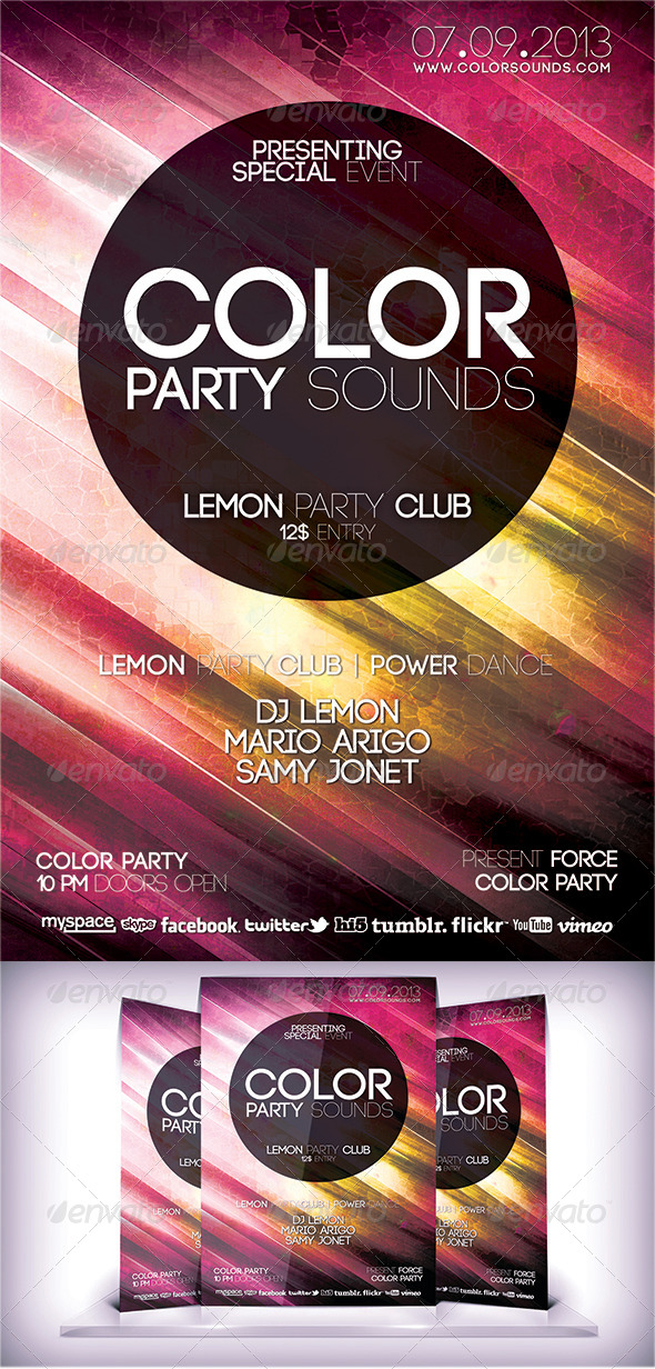 Color Party Sound Flyer - Flyers Print Templates