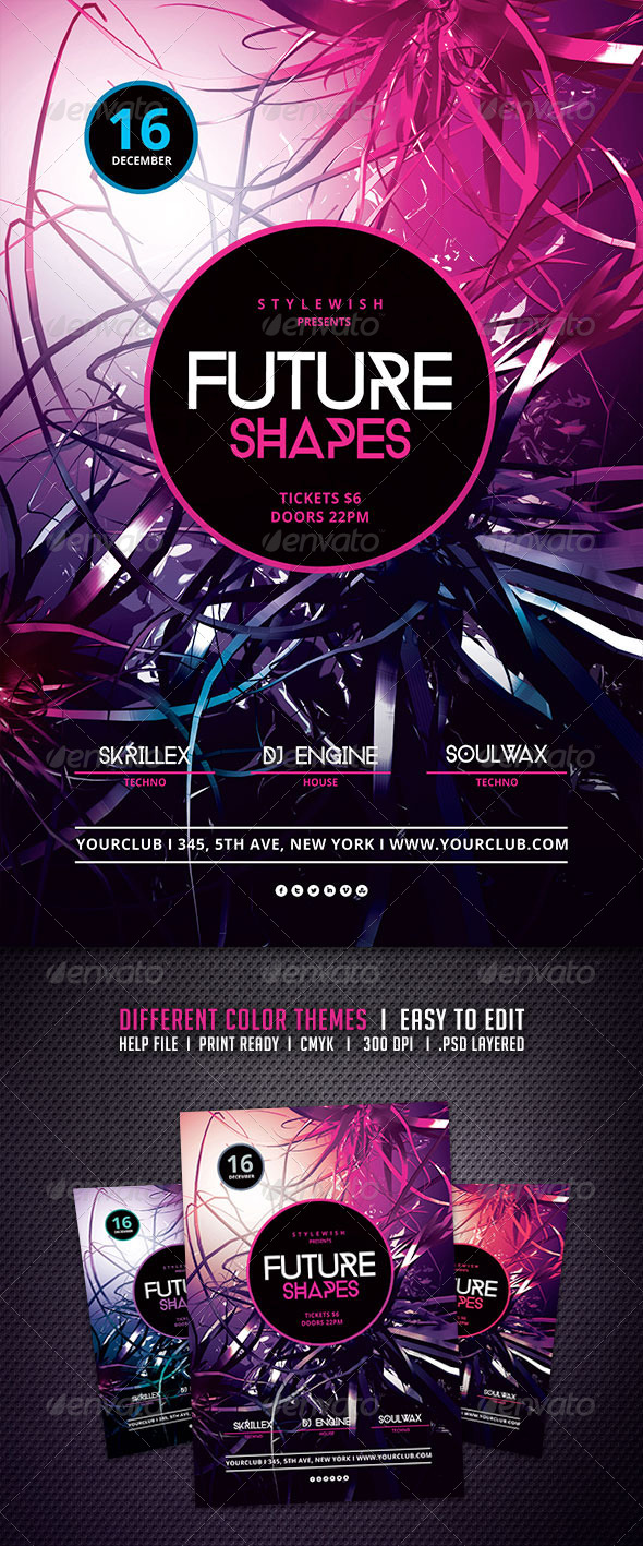 Future Shapes Flyer - Clubs & Parties Events