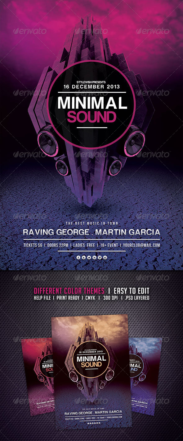Minimal Sound Flyer - Clubs & Parties Events