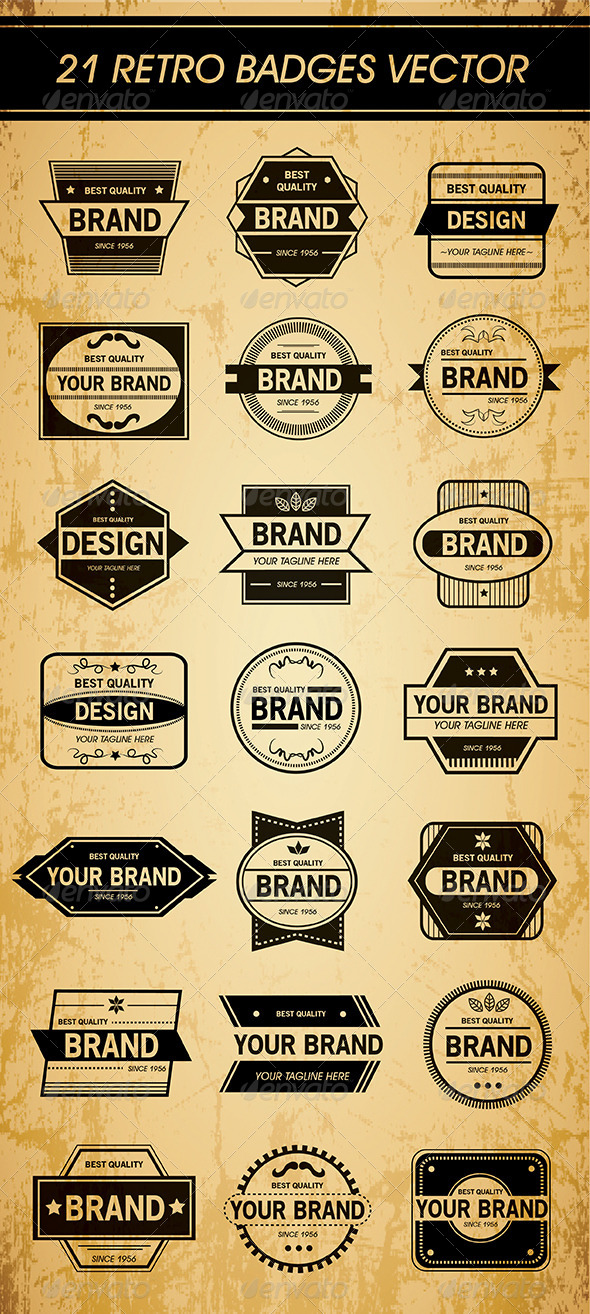 GraphicRiver 21 Retro Badges Vector 5807982 GraphicRiver 21 Retro Badges Vector 5807982