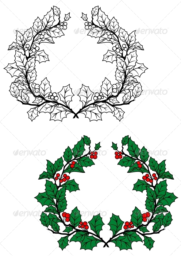 GraphicRiver Christmas Holly Wreath 5808586 GraphicRiver Christmas Holly Wreath 5808586