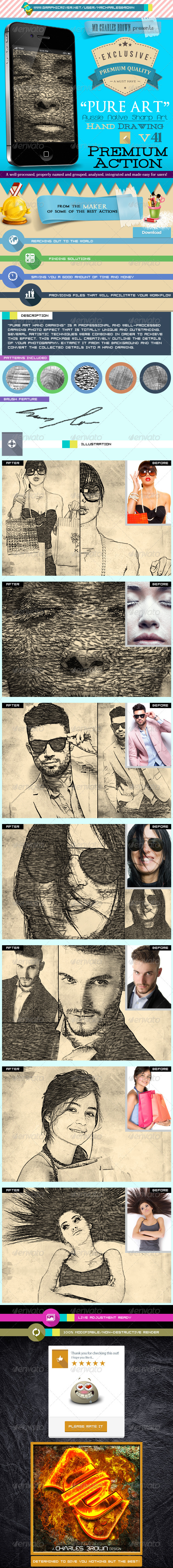 Pure Art Hand Drawing 41 – Aussie Native Sharp Art - Photo Effects Actions
