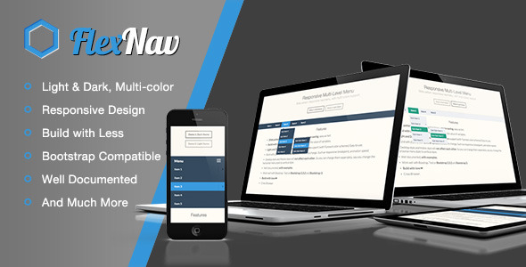 Flexnav - Responsive Multi-colors Slide nav/menu - CodeCanyon Item for Sale