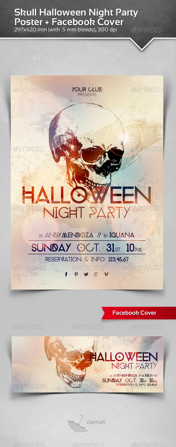 GraphicRiver Skull Halloween Night Party Poster & Fb Cover 5821552 GraphicRiver Skull Halloween Night Party Poster & Fb Cover 5821552