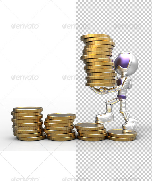 GraphicRiver 3D Gold Astronaut Holding Money Coins & Growth 5823070 GraphicRiver 3D Gold Astronaut Holding Money Coins & Growth 5823070