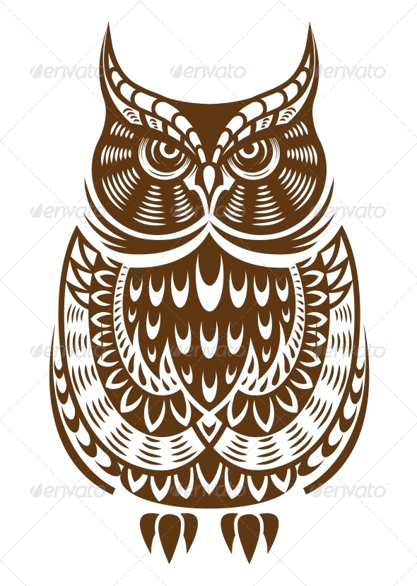 GraphicRiver Brown Owl with Decorative Ornament 5823783 GraphicRiver Brown Owl with Decorative Ornament 5823783