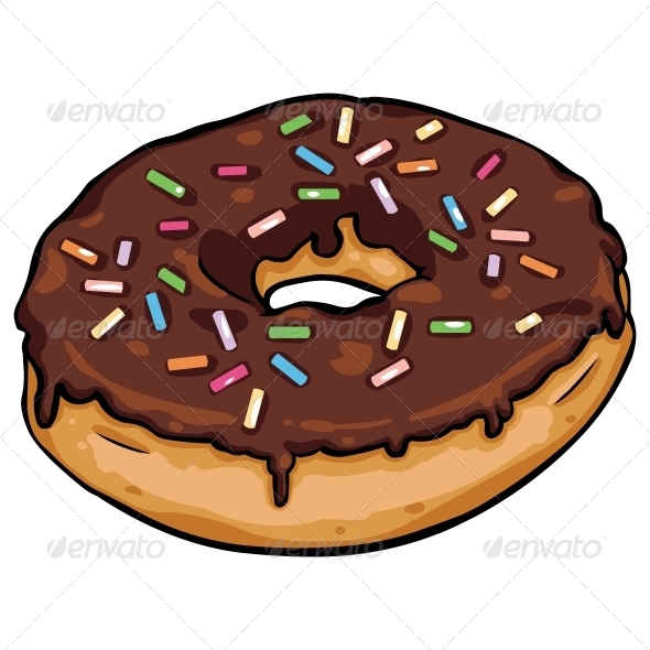 GraphicRiver Vector Cartoon Donut with Chocolate Icing 5829820 GraphicRiver Vector Cartoon Donut with Chocolate Icing 5829820