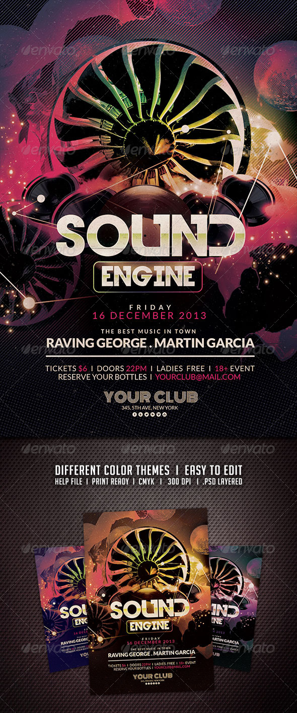 Sound Engine Flyer - Clubs & Parties Events