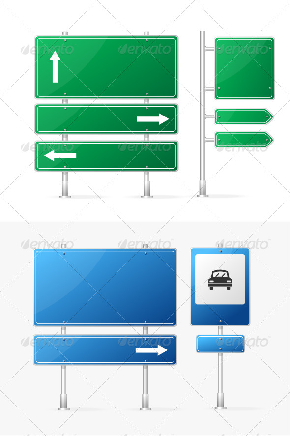 GraphicRiver Vector Blank Green and Blue Road Sign 5842551 GraphicRiver Vector Blank Green and Blue Road Sign 5842551