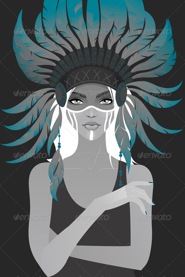 GraphicRiver Girl in a Headdress of Feathers 5853480 GraphicRiver Girl in a Headdress of Feathers 5853480