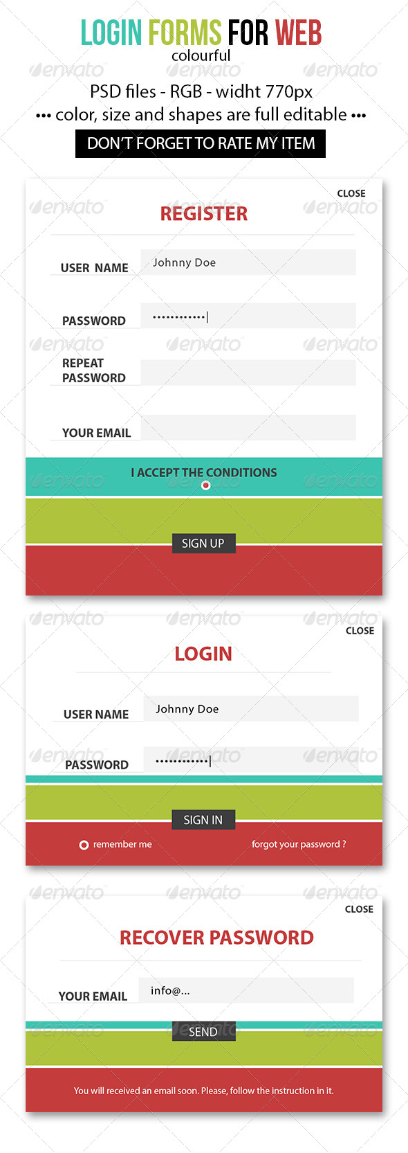GraphicRiver Colourful login forms 4168923 GraphicRiver Colourful login forms 4168923