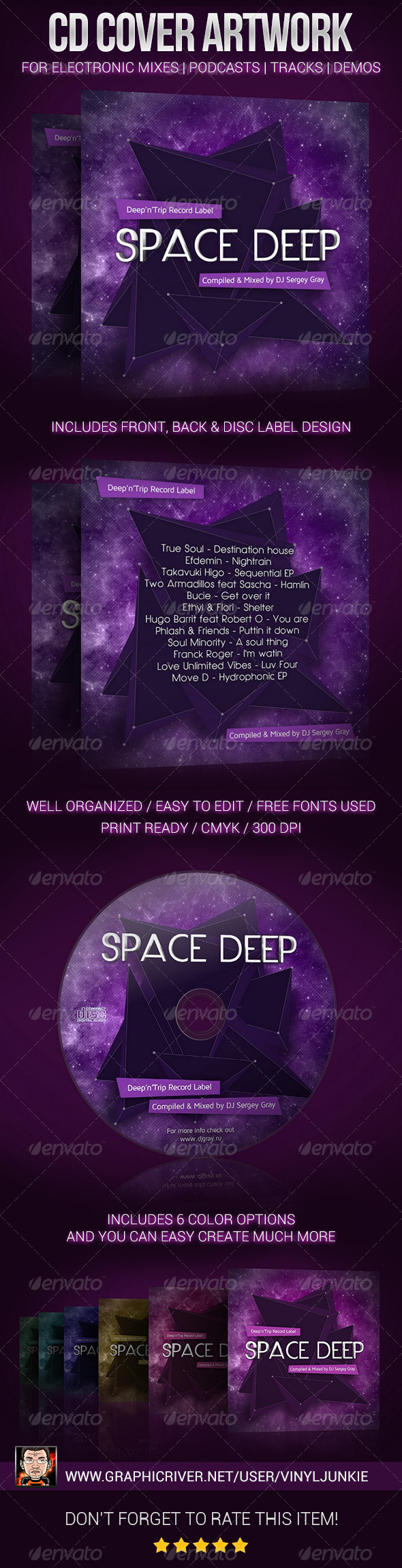 DJ Mix CD Cover Artwork Template - CD & DVD artwork Print Templates