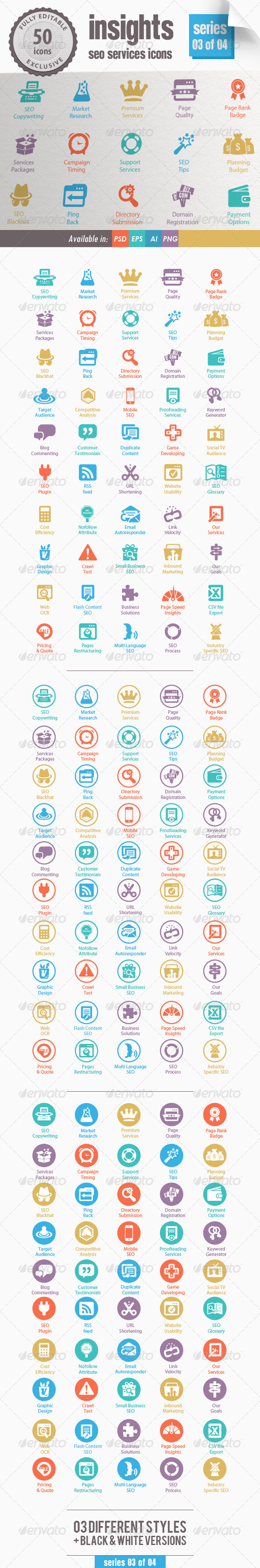 Insights SEO Services Icons - Series 03 of 04 - Web Icons