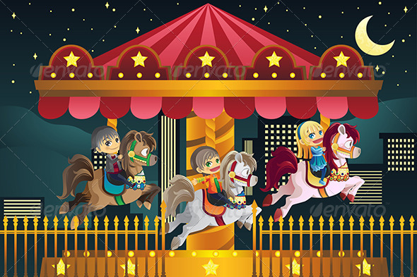 GraphicRiver Children in Amusement Park 5892858 GraphicRiver Children in Amusement Park 5892858