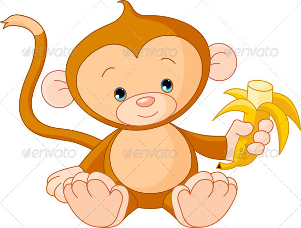 GraphicRiver Baby Monkey Eating Banana 5902907 GraphicRiver Baby Monkey Eating Banana 5902907
