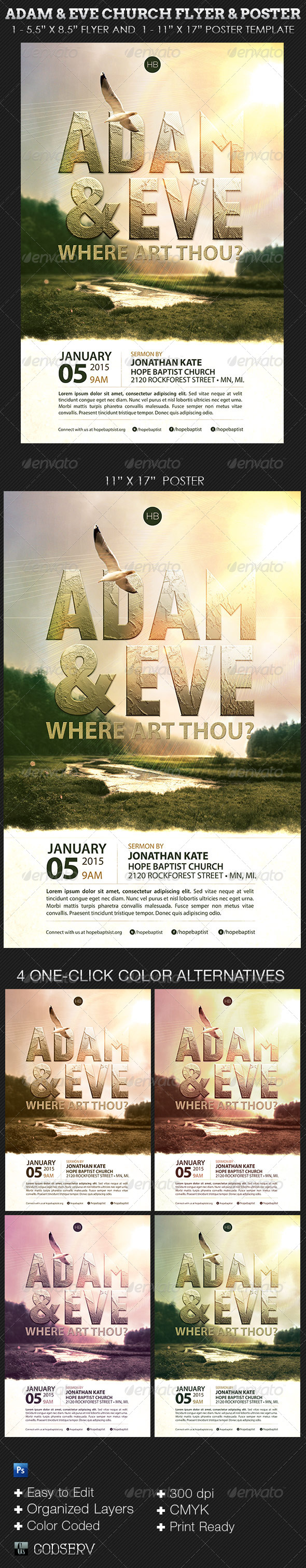 Adam and Eve Flyer and Poster Church Template - Church Flyers