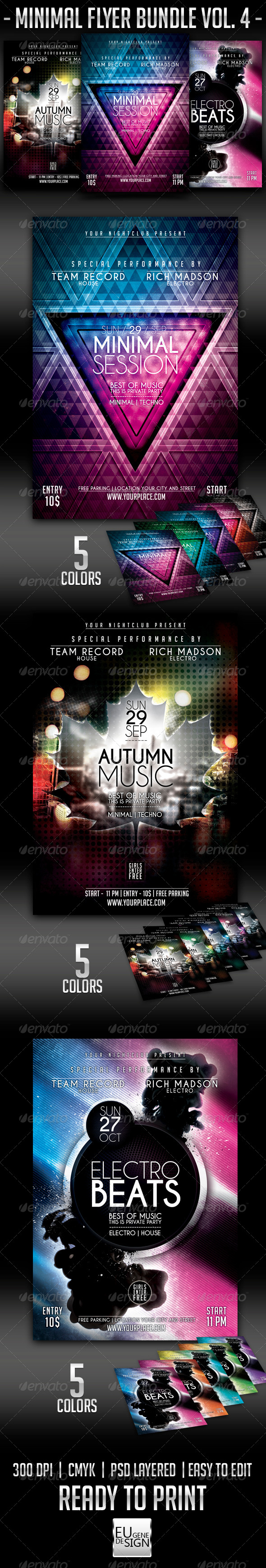 Minimal Flyer Bundle Vol.4 - Clubs & Parties Events