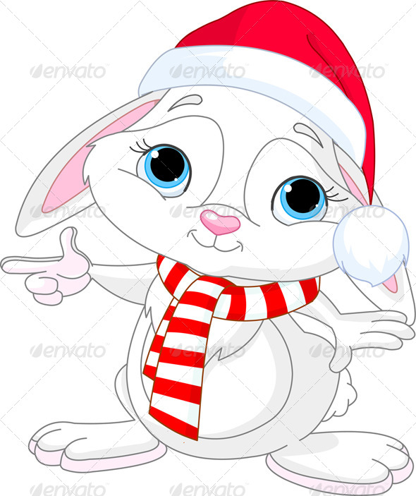 GraphicRiver Little Christmas Rabbit Pointing 5909857 GraphicRiver Little Christmas Rabbit Pointing 5909857