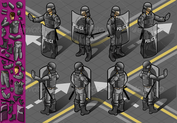GraphicRiver Isometric Set of Eight Standing Policeman 5916017 GraphicRiver Isometric Set of Eight Standing Policeman 5916017