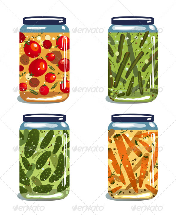 GraphicRiver Bright Canned Pickled Vegetables Collection 5917366 GraphicRiver Bright Canned Pickled Vegetables Collection 5917366