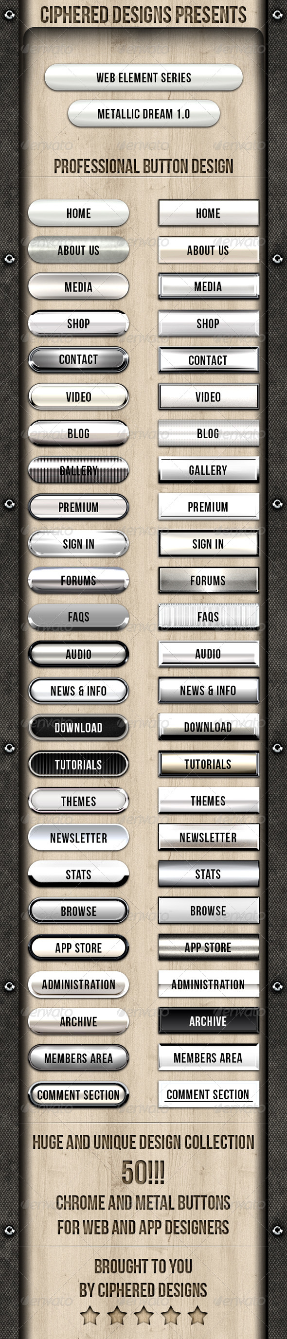 Web Element Series - Metallic Dream 1.0 - Buttons Web Elements