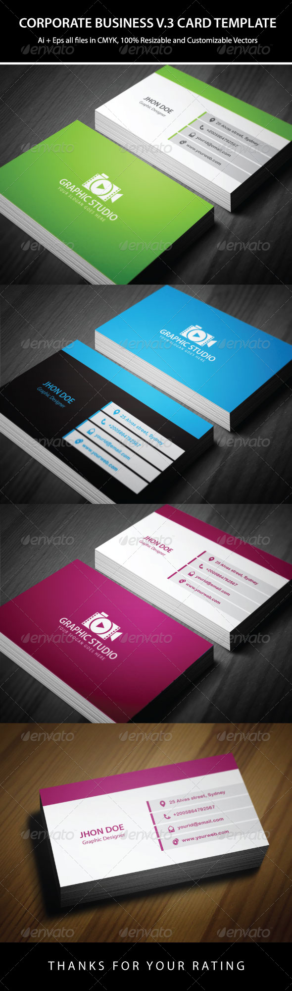 GraphicRiver 3 Colors Corporate Business Card Template 5933850 GraphicRiver 3 Colors Corporate Business Card Template 5933850