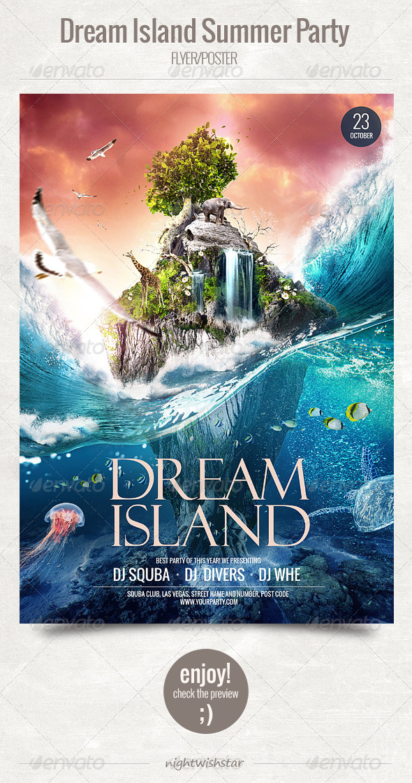 GraphicRiver Dream Island Summer Party Flyer Poster 5933925 GraphicRiver Dream Island Summer Party Flyer Poster 5933925