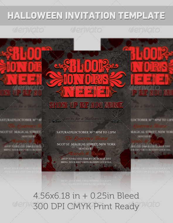  Halloween Invitation Template Blood Donors included 1psd file