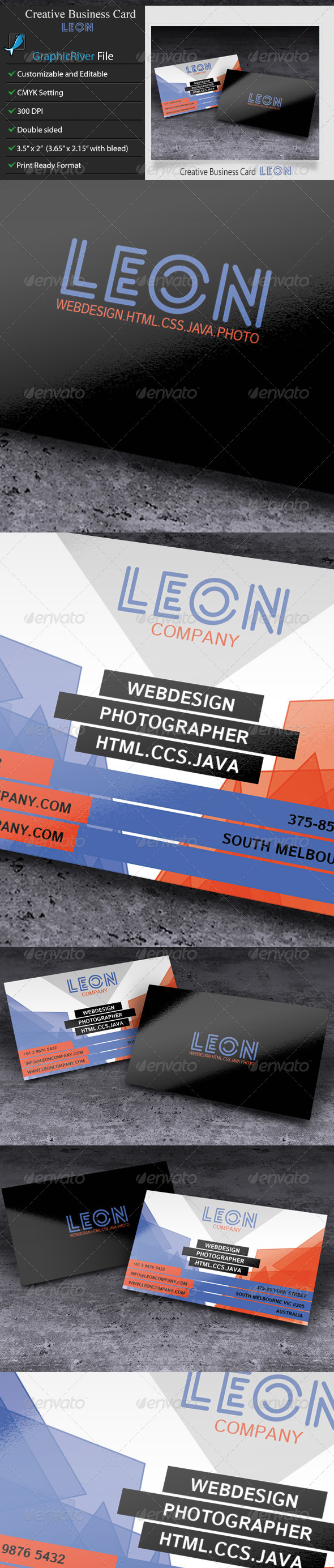GraphicRiver Creative Business Card Leon 5962472 GraphicRiver Creative Business Card Leon 5962472